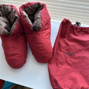 Restoration Hardware Quilted House Booties Slippers w/ Original Storage Bag